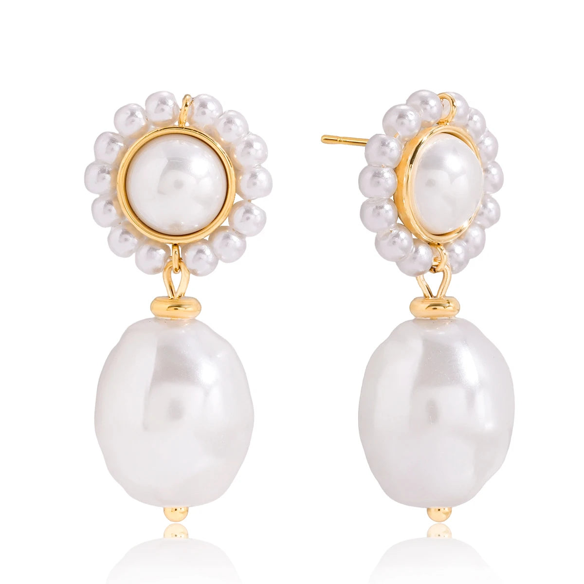 18K Gold Plated Pearl Drop Earrings – Waterproof Tarnish-Free Elegant Jewelry for Women