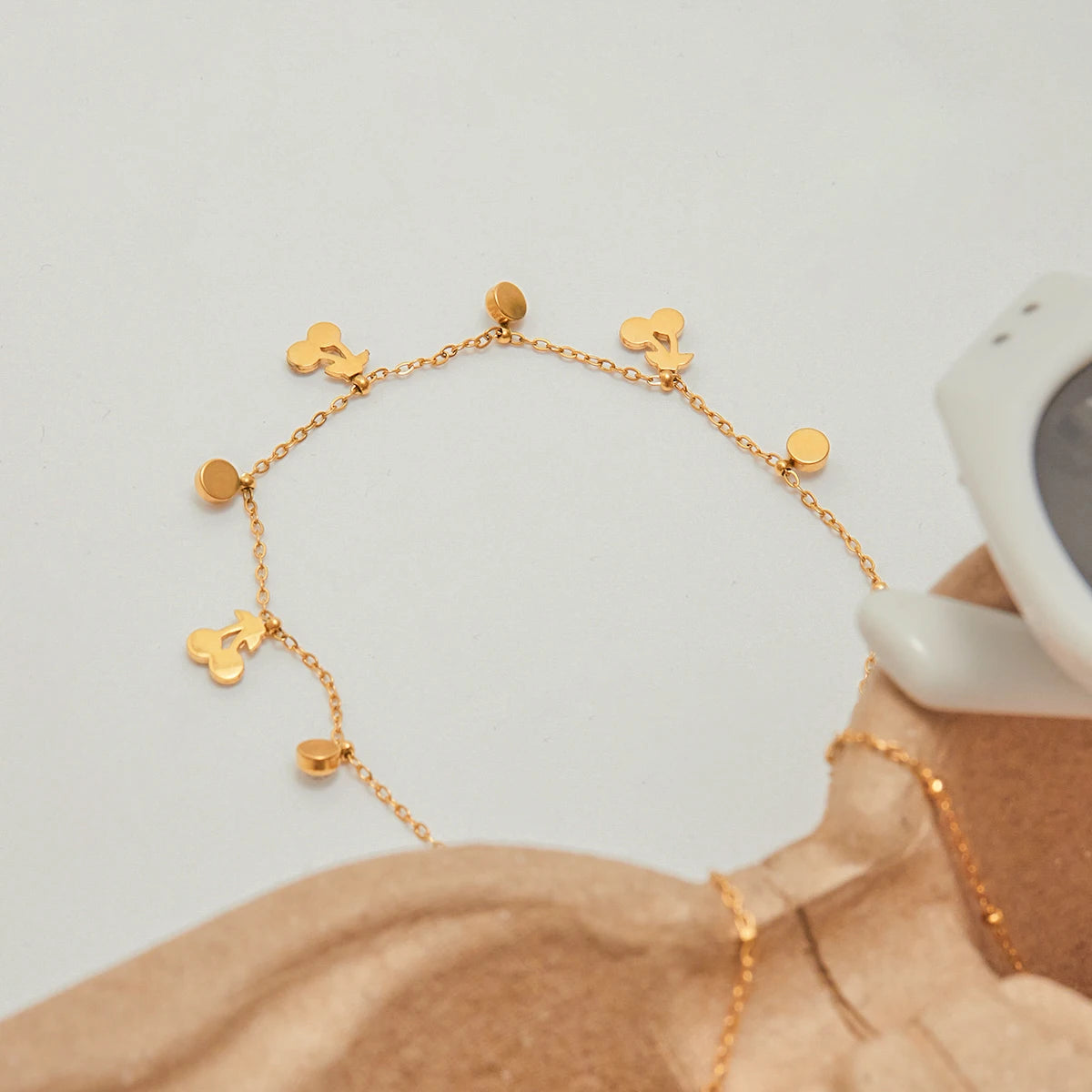 Witte Strass Kers Hanger Ketting Voor Cadeau 18K Verguld Roestvrij Staal Elegante Luxe Bedel Hanger Sieraden