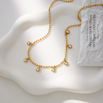 Gouden Verfijnde Choker Ketting | Kralenketting met Druppelhangers