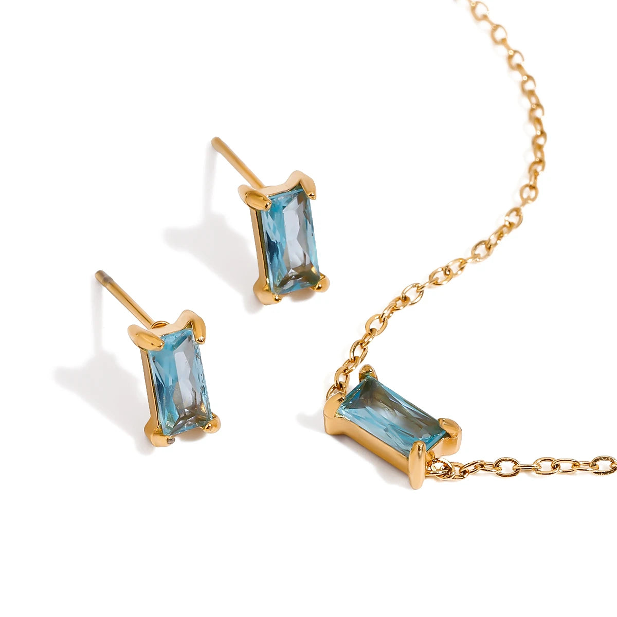 Premium 18K Gold Plated Birthstone Zirconia Earrings & Bracelet Set for Women – Waterproof & Tarnish-Free Jewellery & Jewelry
