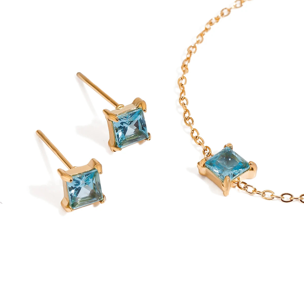 Premium 18K Gold Plated Birthstone Zirconia Earrings & Bracelet Set for Women – Waterproof & Tarnish-Free Jewellery & Jewelry