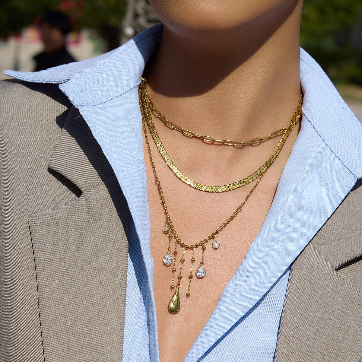 18K vergulde druppel hanger ketting – waterdicht, vlekvrij statement sieraad