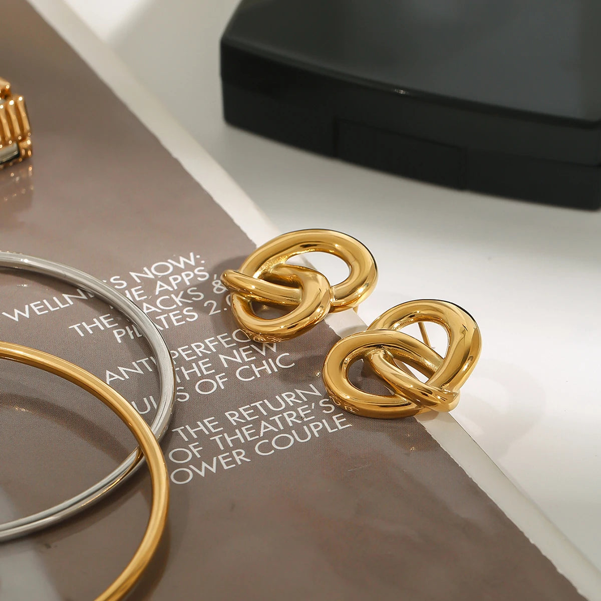 18K Gold Plated Knot Stud Earrings – Waterproof Tarnish-Free Minimalist Luxury Jewelry for Women
