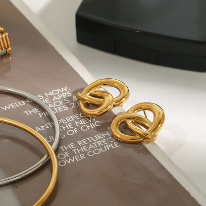 18K Gold Plated Knot Stud Earrings – Waterproof Tarnish-Free Minimalist Luxury Jewelry for Women