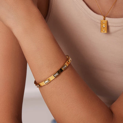 Gold Plated Gemstone Bangle Bracelets for Women | Waterproof & Tarnish-Free Luxury Bangles