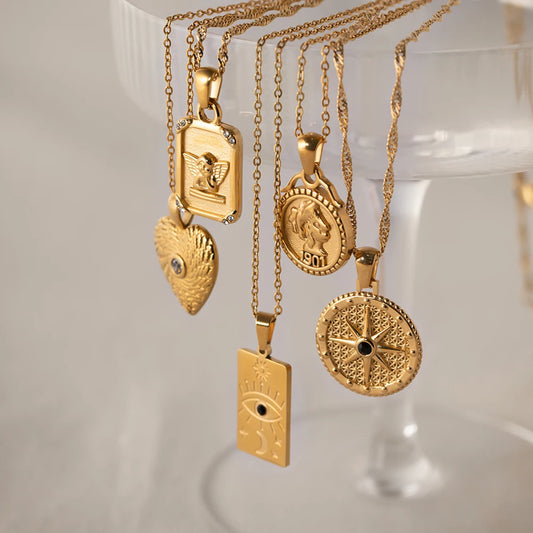 Gouden Evil Eye Rechthoek Talisman Ketting | Bescherming & Statement Sieraad