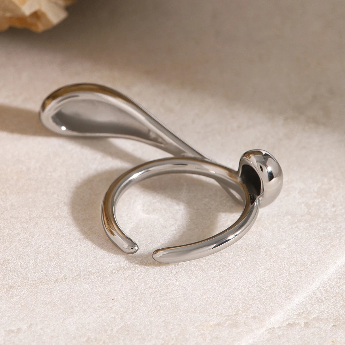 18K Gold Plated Liquid Teardrop Open Ring | Waterproof Molten Drop Sculptural Ring | Available in Gold & Silver