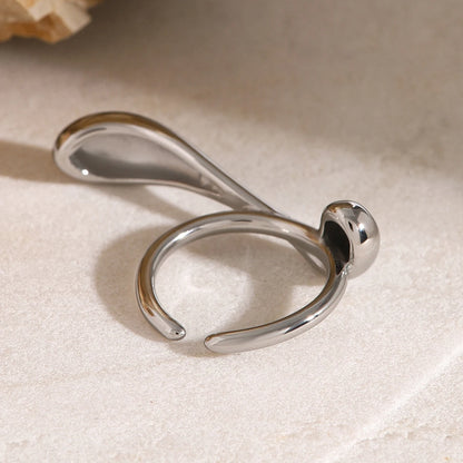 18K Gold Plated Liquid Teardrop Open Ring | Waterproof Molten Drop Sculptural Ring | Available in Gold & Silver