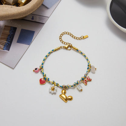 Gold Plated Boho Charm Bracelet Set for Women | Waterproof & Tarnish-Free Braided Jewelry