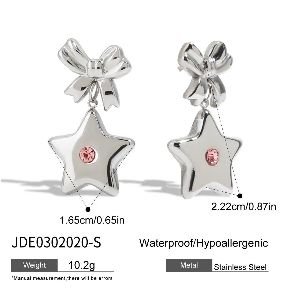 18K Vergulde Ster & Strik Oorbellen Set voor Dames – Waterdicht Roestvrijstalen Sieraden die niet verkleuren (Meerdere Ontwerpvarianten)