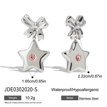 18K Vergulde Ster & Strik Oorbellen Set voor Dames – Waterdicht Roestvrijstalen Sieraden die niet verkleuren (Meerdere Ontwerpvarianten)