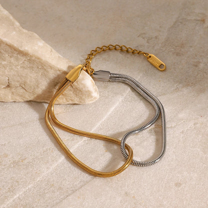 Premium 18K Gold Plated Dual-Tone Hand Bracelet for Women – Waterproof & Tarnish-Free Luxury Jewellery & Jewelry