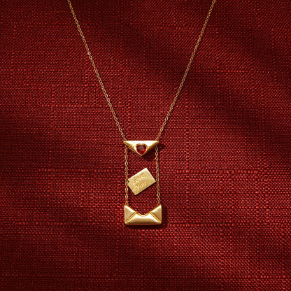 18K Vergulde Liefdesbrief Envelop Ketting | Romantische Hart Hanger Ketting