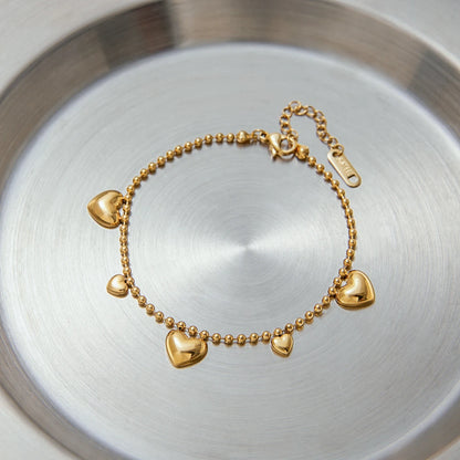 Heart Charm Premium 18K Gold Plated Bracelet for Women – Waterproof & Tarnish-Free Luxury Jewellery & Jewelry