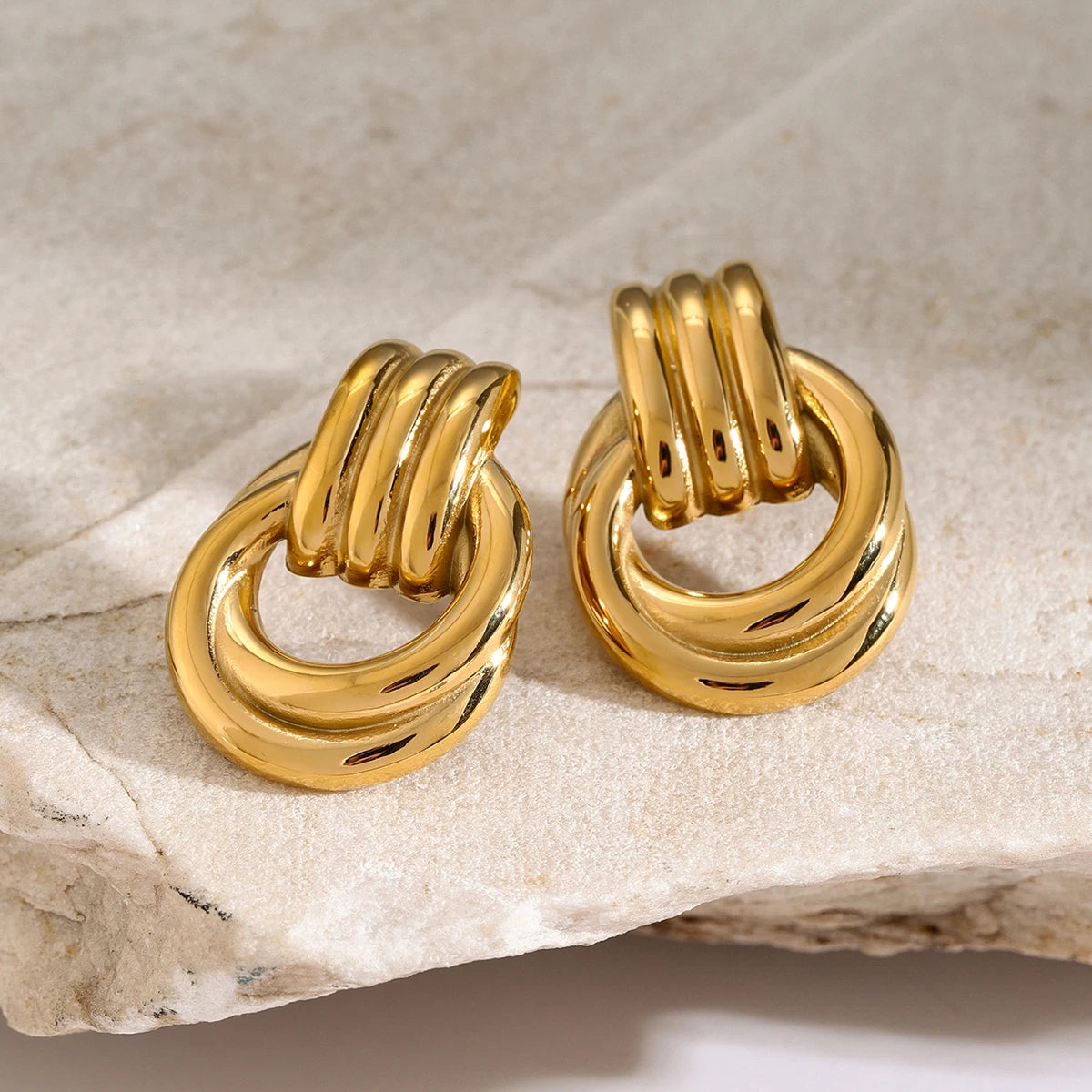 Interlocking Knot Earrings for Women – Gold Plated Waterproof Tarnish Free Stainless Steel Fashion Jewellery