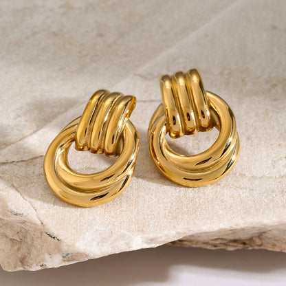 Interlocking Knot Earrings for Women – Gold Plated Waterproof Tarnish Free Stainless Steel Fashion Jewellery