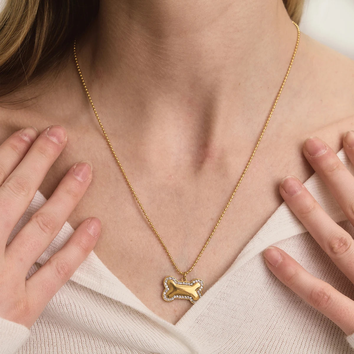 18K vergulden pootafdruk ketting | Ketting met dierenbedel voor honden- en kattenliefhebbers