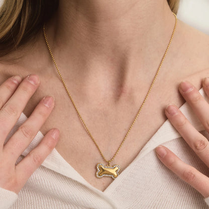 18K vergulden pootafdruk ketting | Ketting met dierenbedel voor honden- en kattenliefhebbers