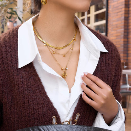 18K Vergulde Hart & Kruis Lariat Y-Ketting | Waterdichte Opgezwollen Hart & Pavé Kruis Hanger Halsketting | Verfijnde Spirituele Gouden Ketting