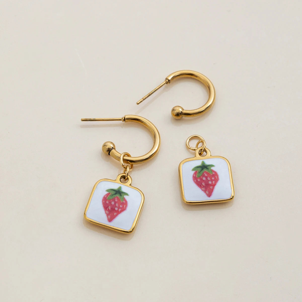 Fruit Charm Huggie Hoop Earrings for Women – Gold Plated Waterproof Tarnish Free Stainless Steel Jewellery