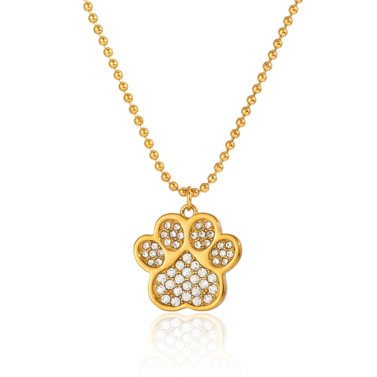 18K vergulden pootafdruk ketting | Ketting met dierenbedel voor honden- en kattenliefhebbers
