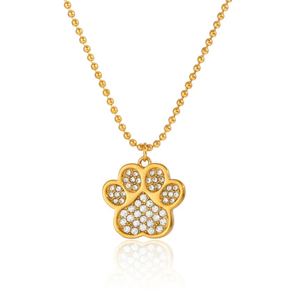 18K vergulden pootafdruk ketting | Ketting met dierenbedel voor honden- en kattenliefhebbers