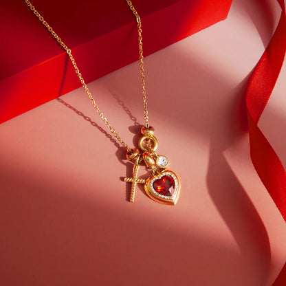 18K Verguld Hart & Kruis Hanger Ketting – Waterdichte, Vlekvrije Charm Sieraden